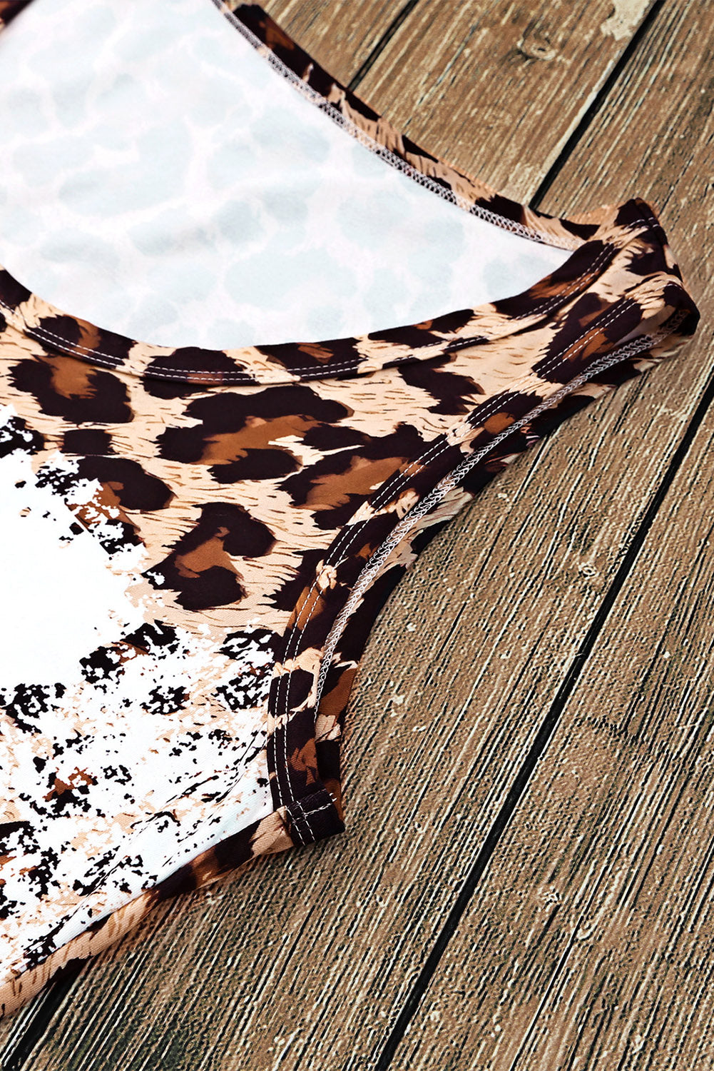 Leopard Color Block Scoop Neck Tunic Tank 