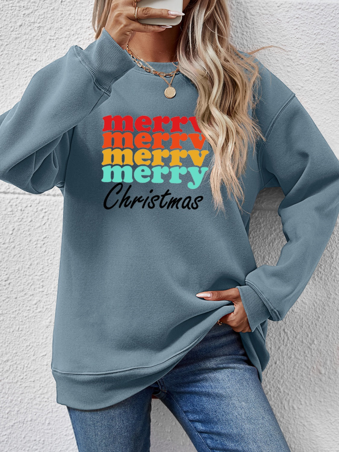 MERRY CHRISTMAS Graphic Long Sleeve Sweatshirt 