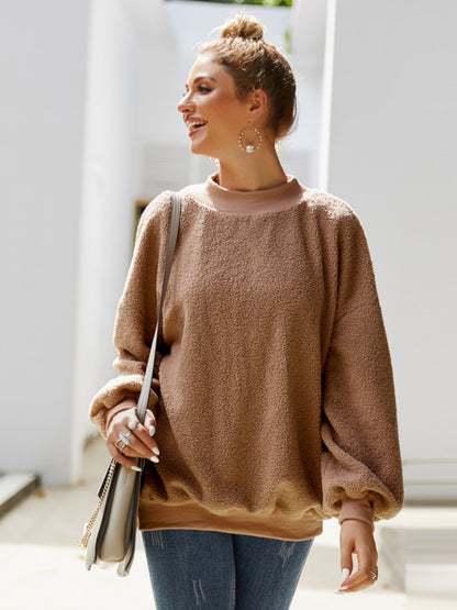 Mock Neck Dropped Shoulder Sweatshirt 