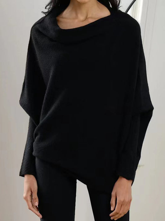 Full Size Boat Neck Batwing Sleeve Knit Top 