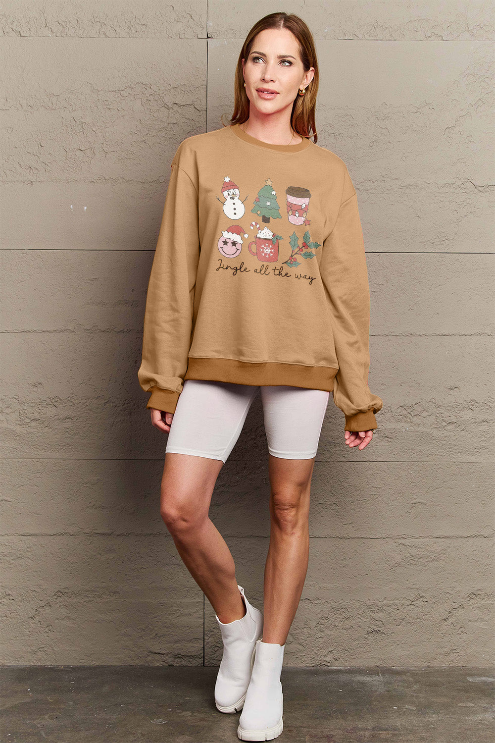 Simply Love Full Size JINGLE ALL THE WAY Long Sleeve Sweatshirt