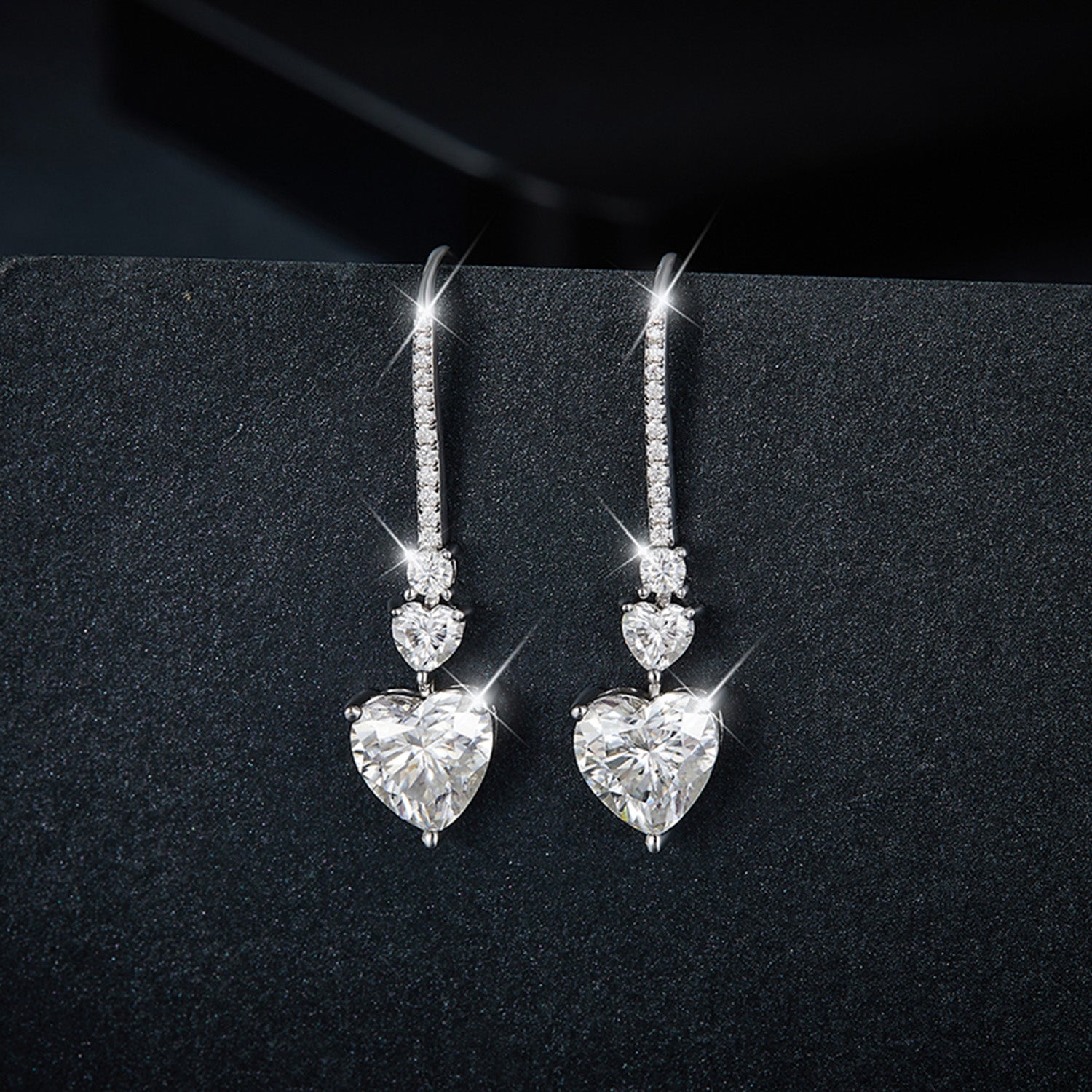 5.44 Carat 925 Sterling Silver Moissanite Heart Drop Earrings 