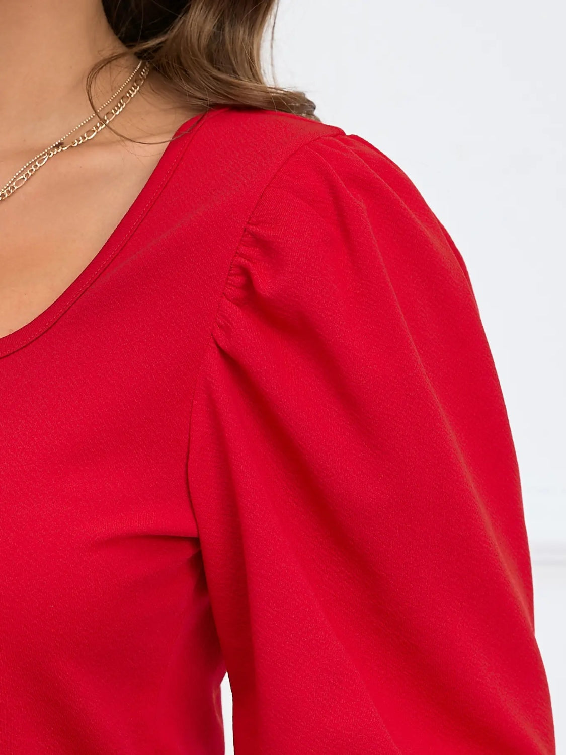 Square Neck Lantern Sleeve Blouse 