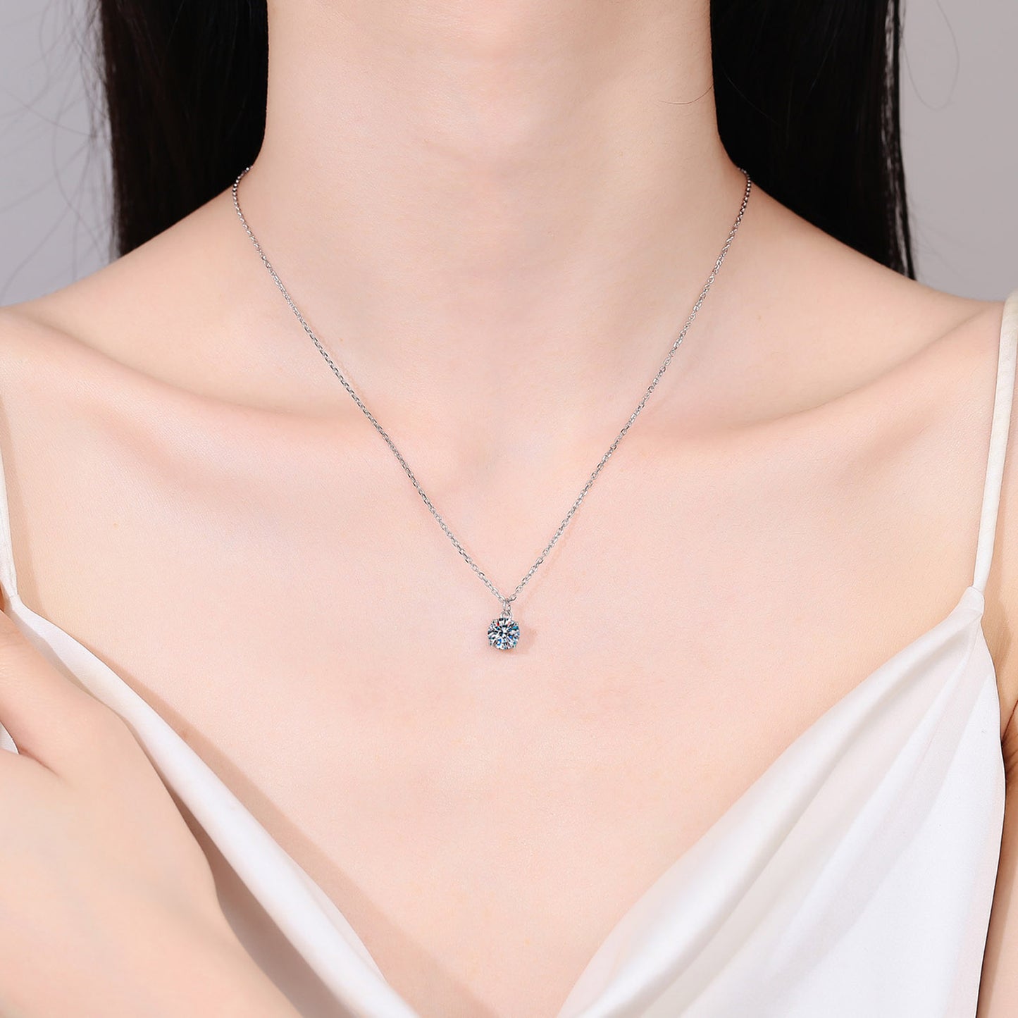 1 Carat Moissanite 925 Sterling Silver Necklace 