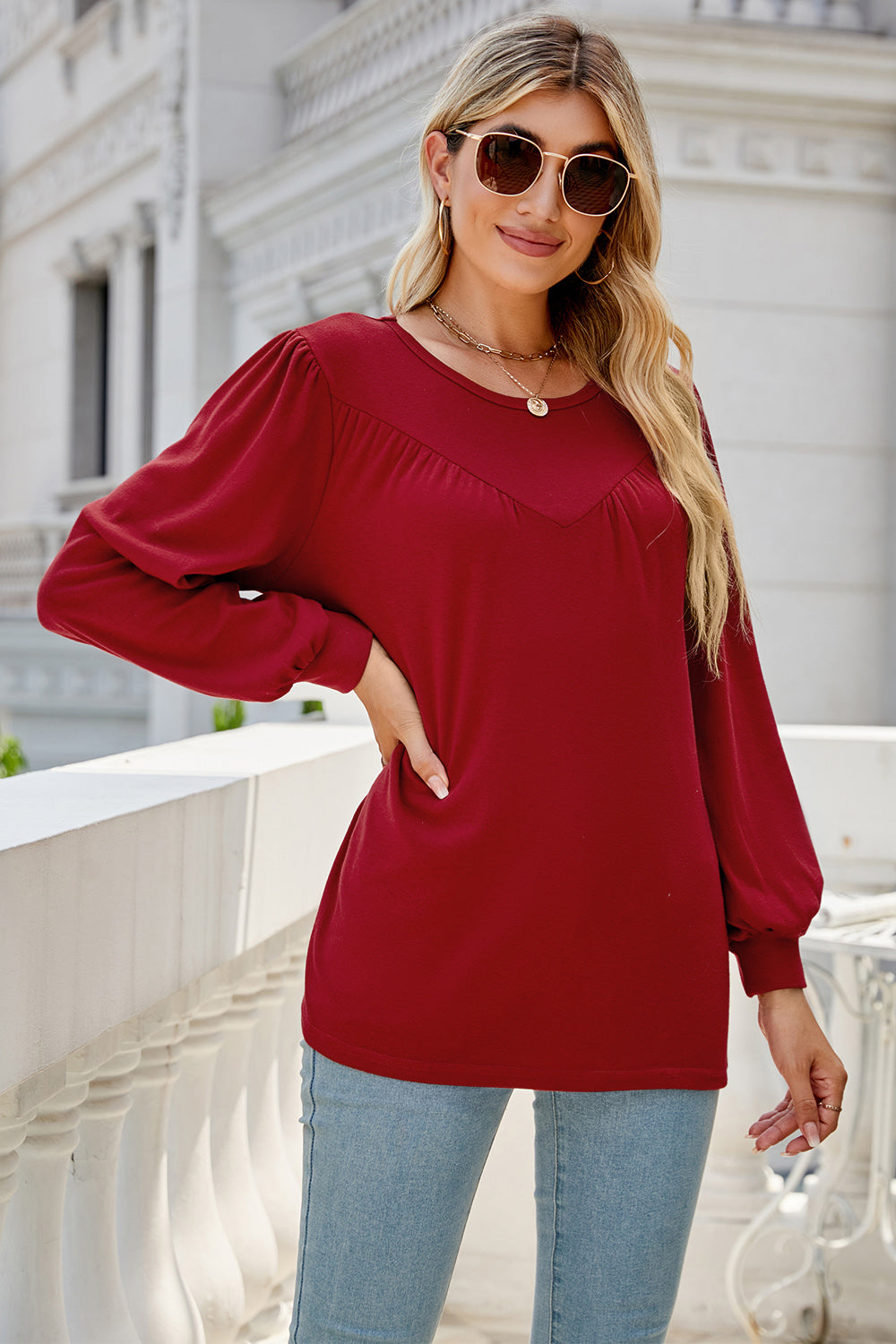 Round Neck Long Sleeve Top 