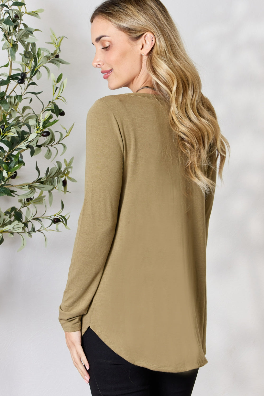 Zenana Full Size V-Neck Long Sleeve T-Shirt 