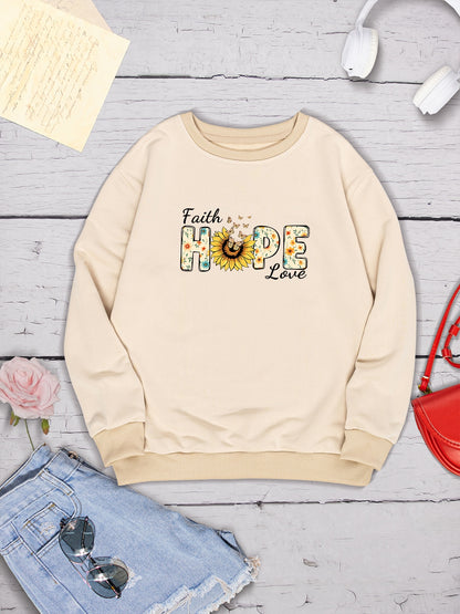 FAITH HOPE LOVE Round Neck Sweatshirt 