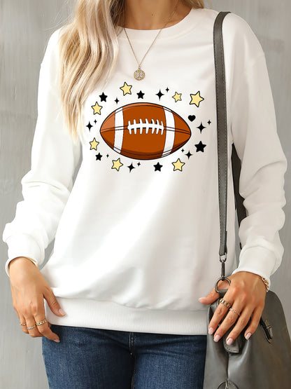 Football Graphic Round Neck Sweatshirt 