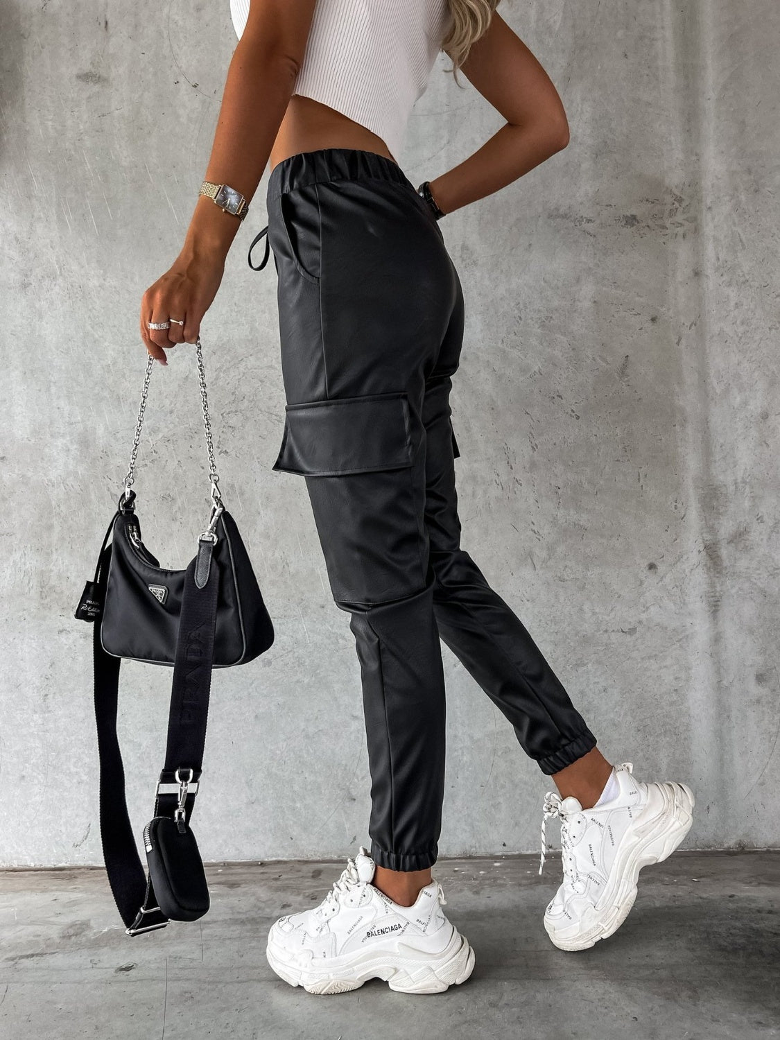 Drawstring Pants with Pockets 