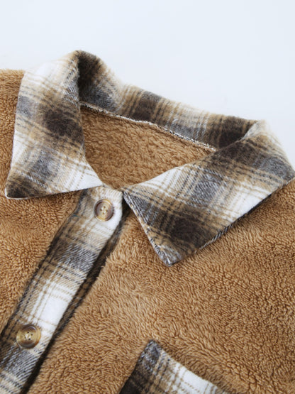 Plaid Contrast Dropped Shoulder Coat 