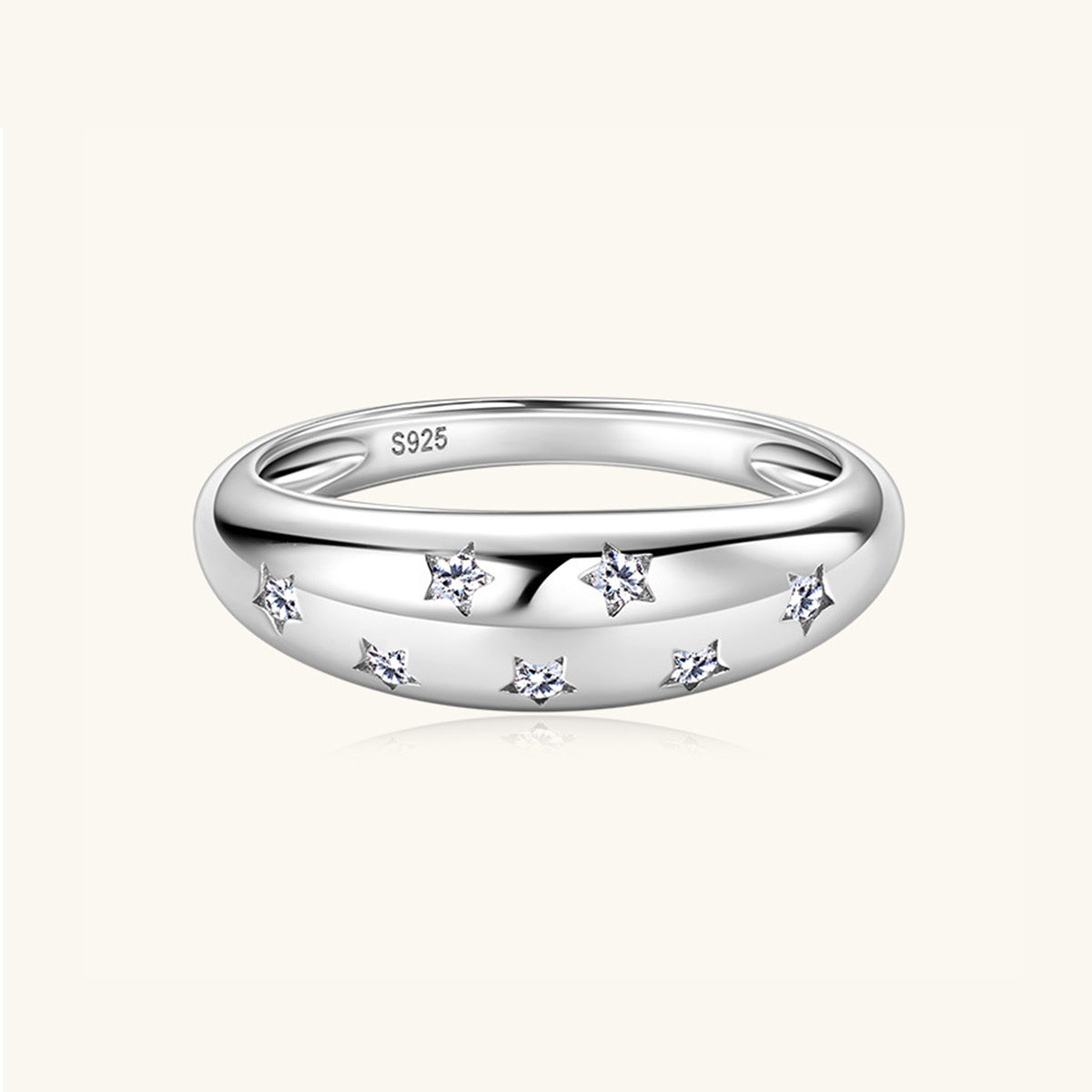 925 Sterling Silver Inlaid Moissanite Star Ring 