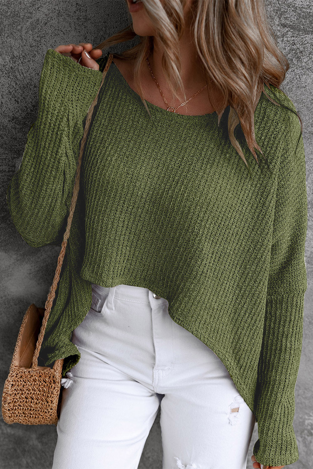 Round Neck High-Low Sweater 