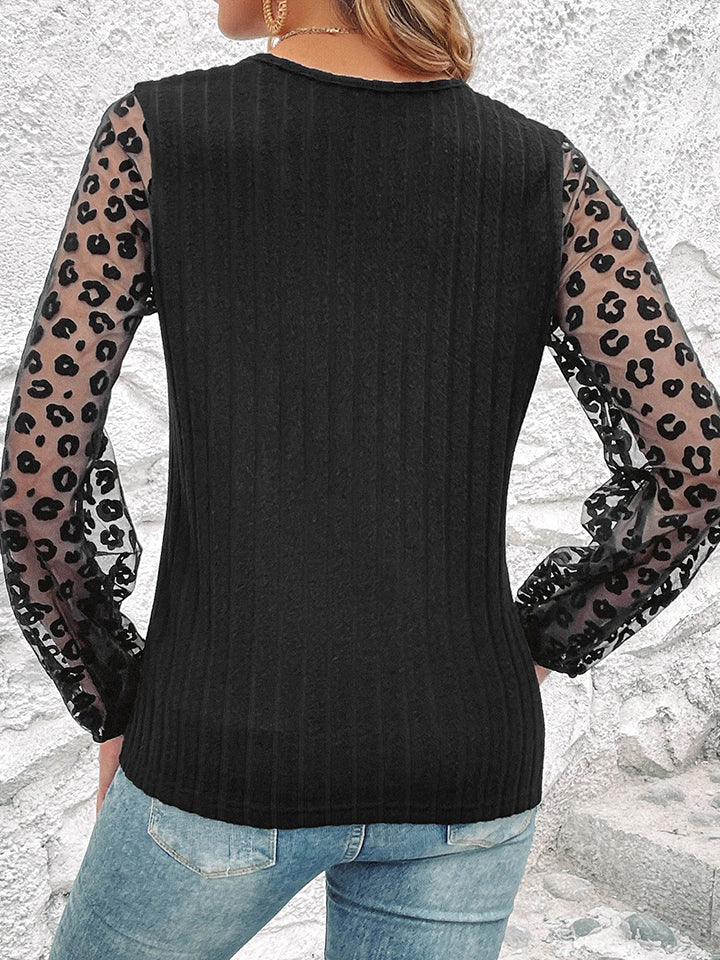 Leopard Long Sleeve V-Neck Top 