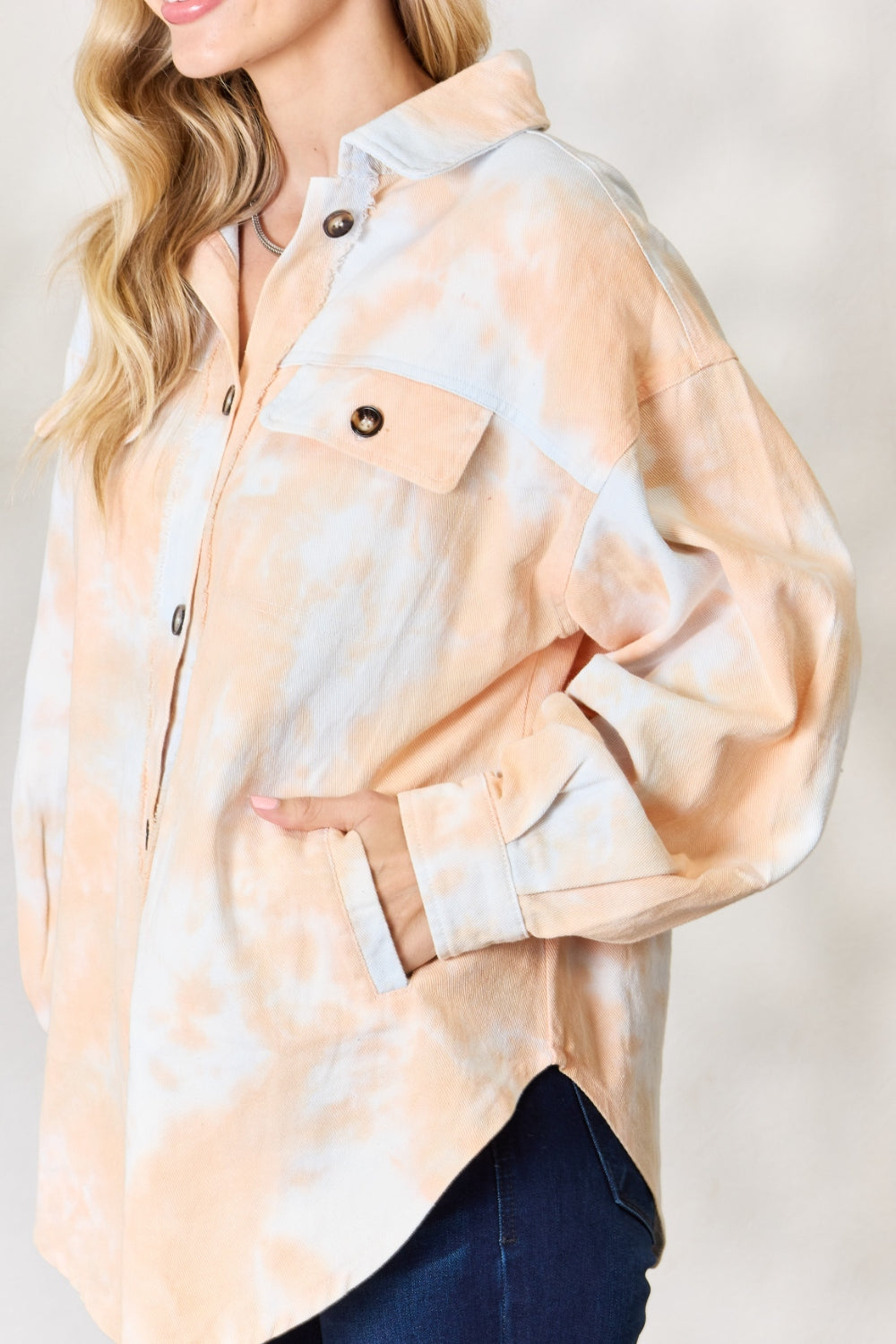 BiBi Tie Dye Button Down Long Sleeve Shirt 