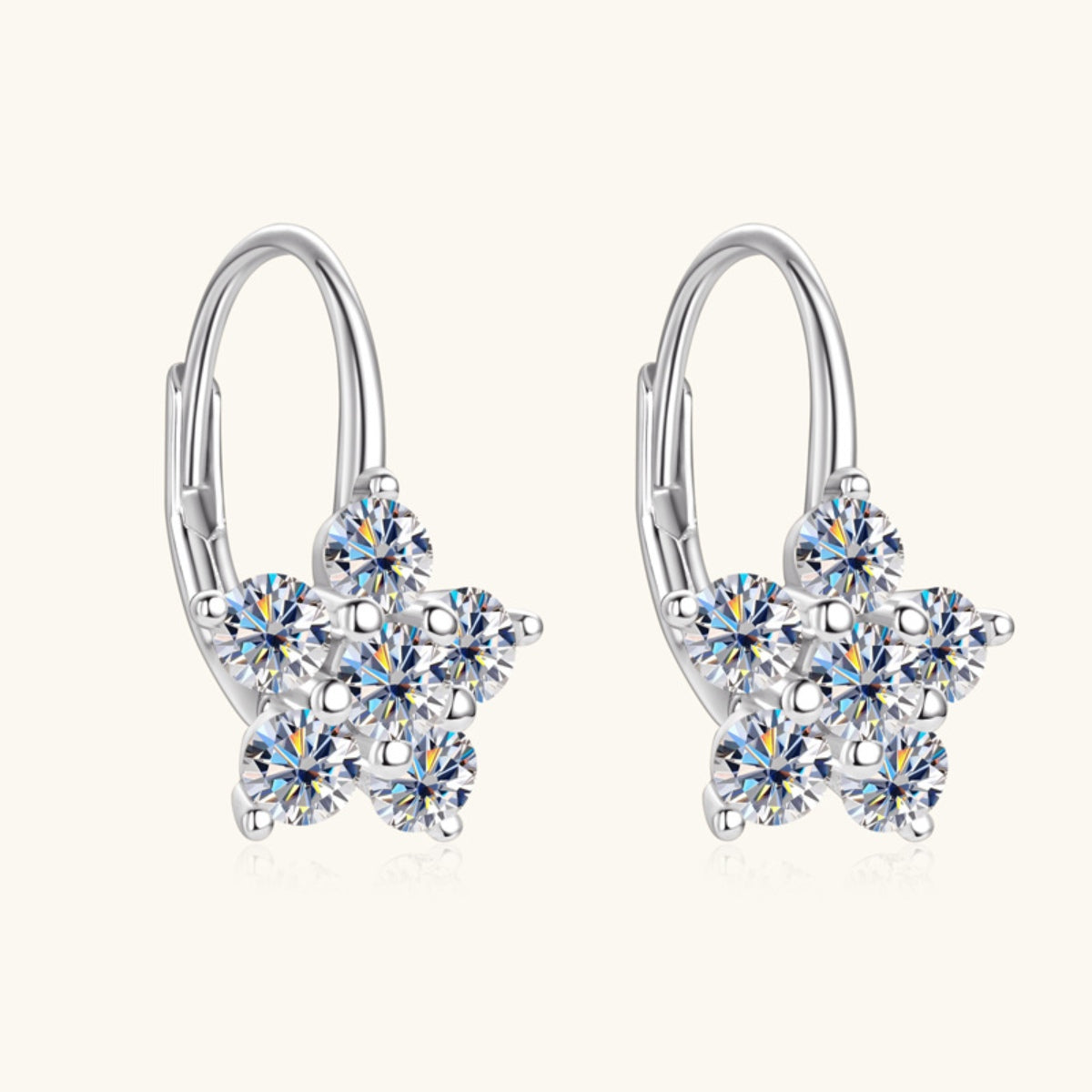 1.2 Carat 925 Sterling Silver Moissanite Flower Huggie Earrings 