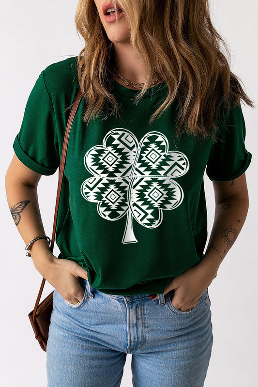 Lucky Clover Geometric Short Sleeve T-Shirt 