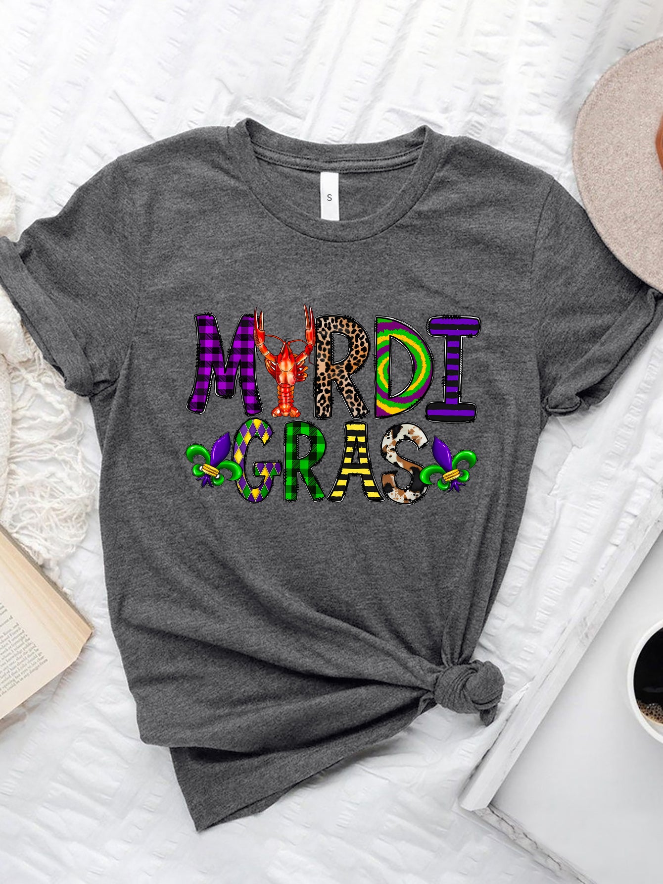 MARDI GRAS Round Neck Short Sleeve T-Shirt 