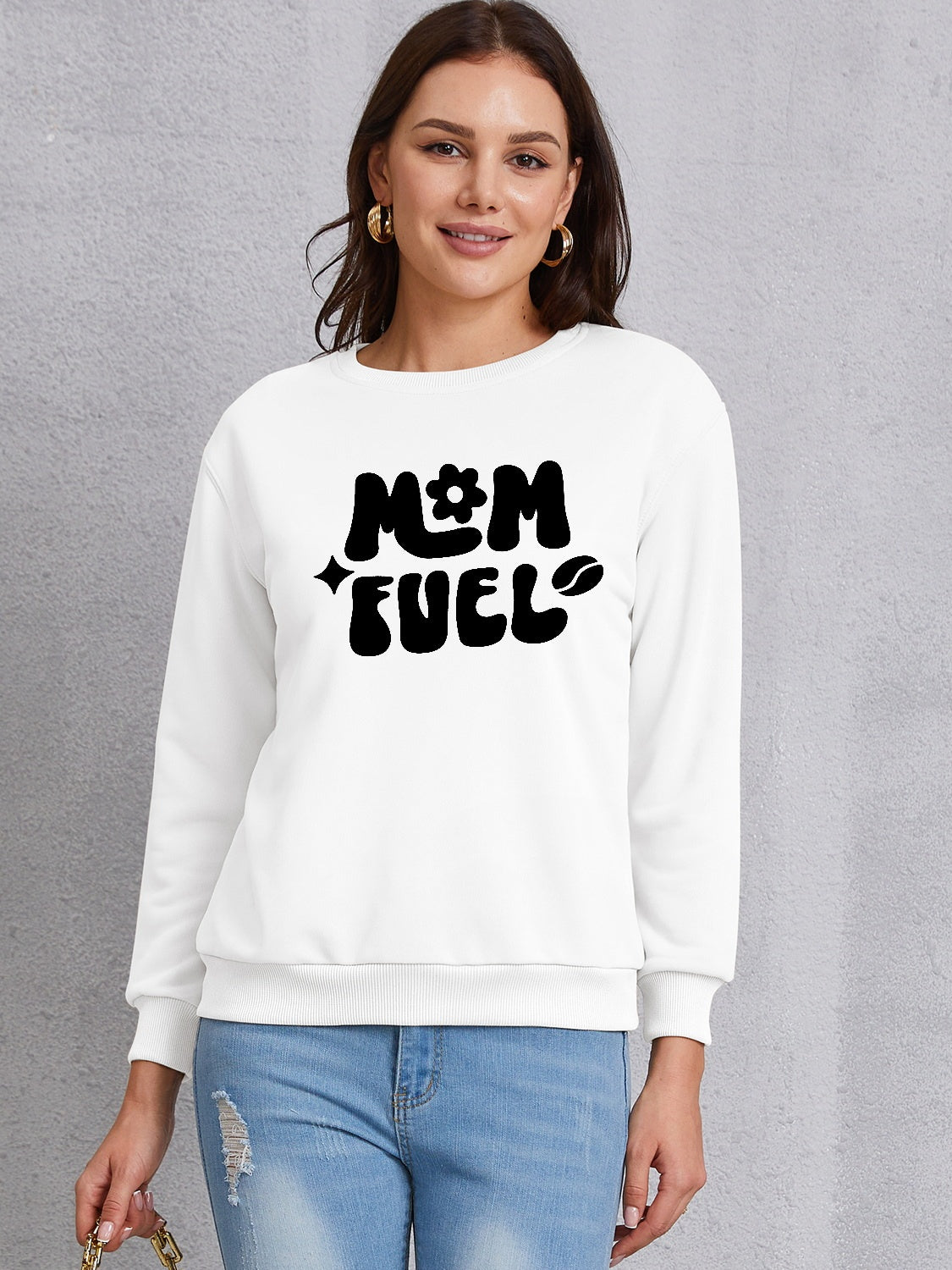 Letter Graphic Round Neck Sweatshirt 