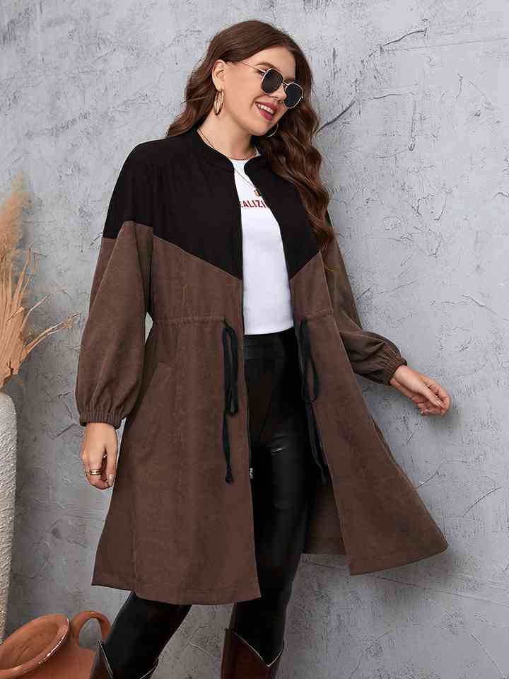 Two-Tone Dropped Shoulder Trench Coat 