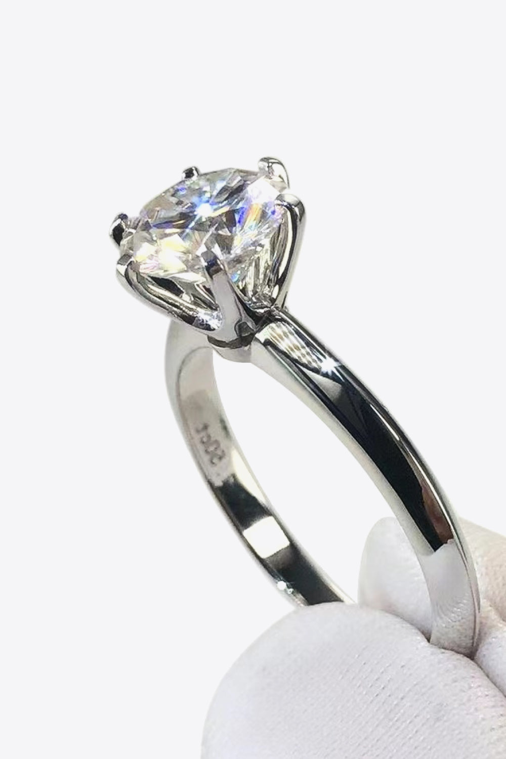 Adored 925 Sterling Silver 3 Carat Moissanite 6-Prong Ring 