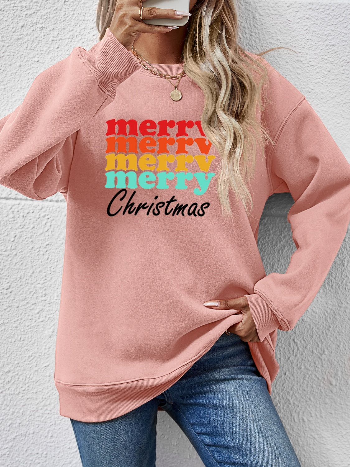 MERRY CHRISTMAS Graphic Long Sleeve Sweatshirt 