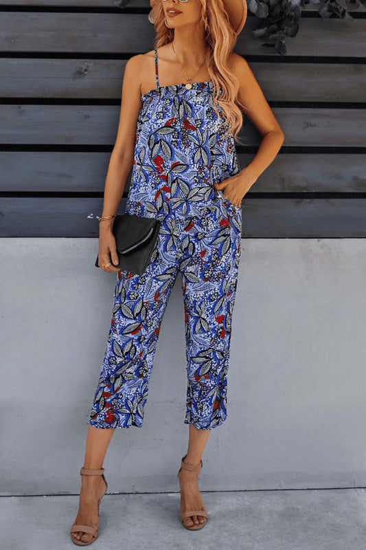 Printed Cami and Cropped Pants Set 