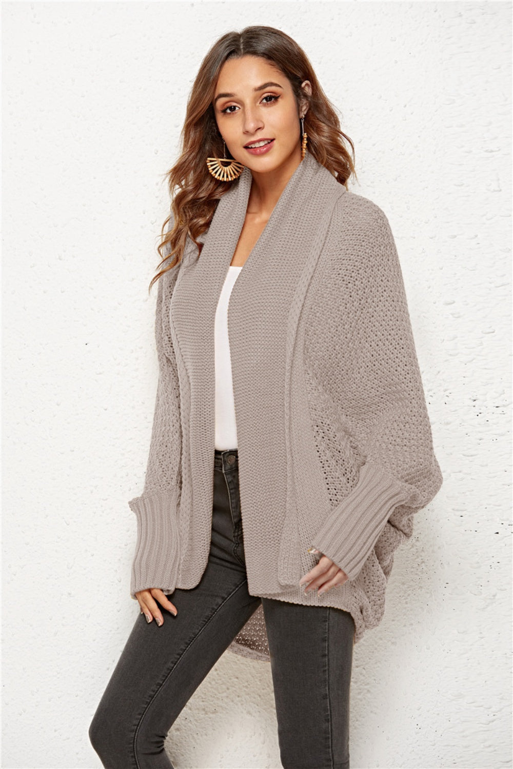 Open Front Batwing Sleeve Cardigan 