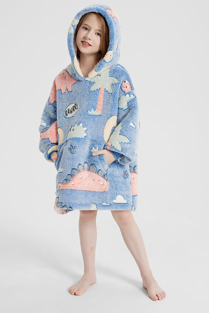 Luminous Pattern Oversize Long Sleeve Fuzzy Hoodie 