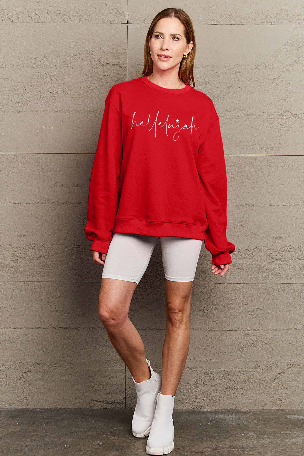 Simply Love Full Size Letter Graphic Long Sleeve Sweatshirt 