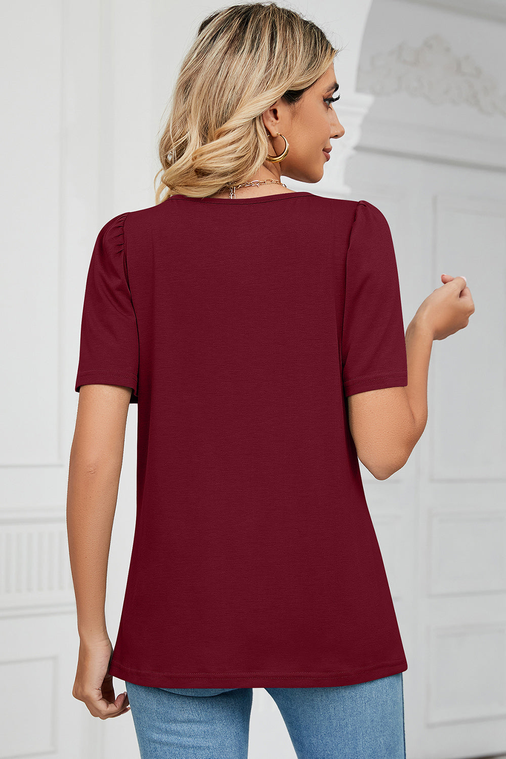 Square Neck Short Sleeve T-Shirt 