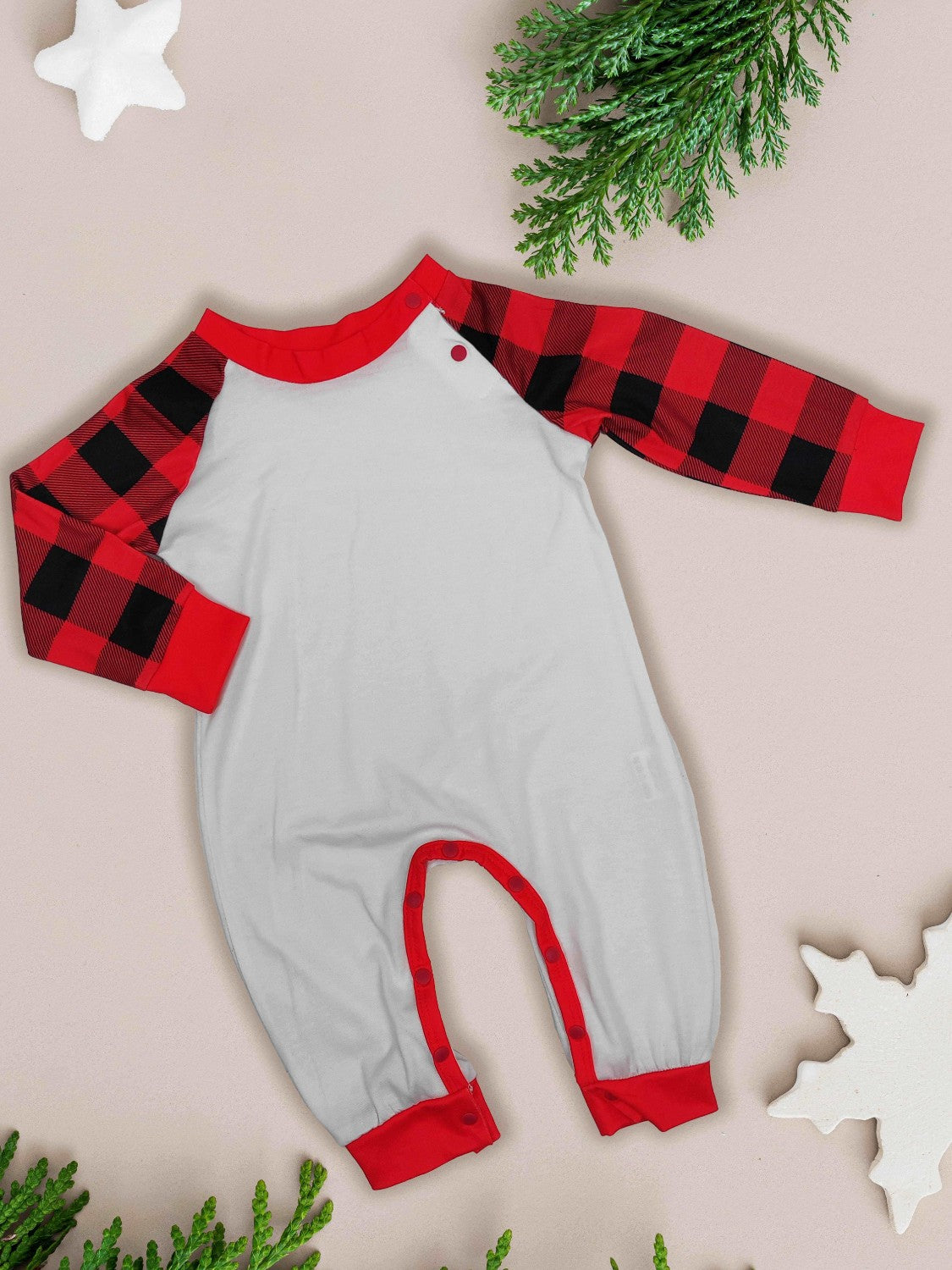 Raglan Sleeve Top and Plaid Pants Set 