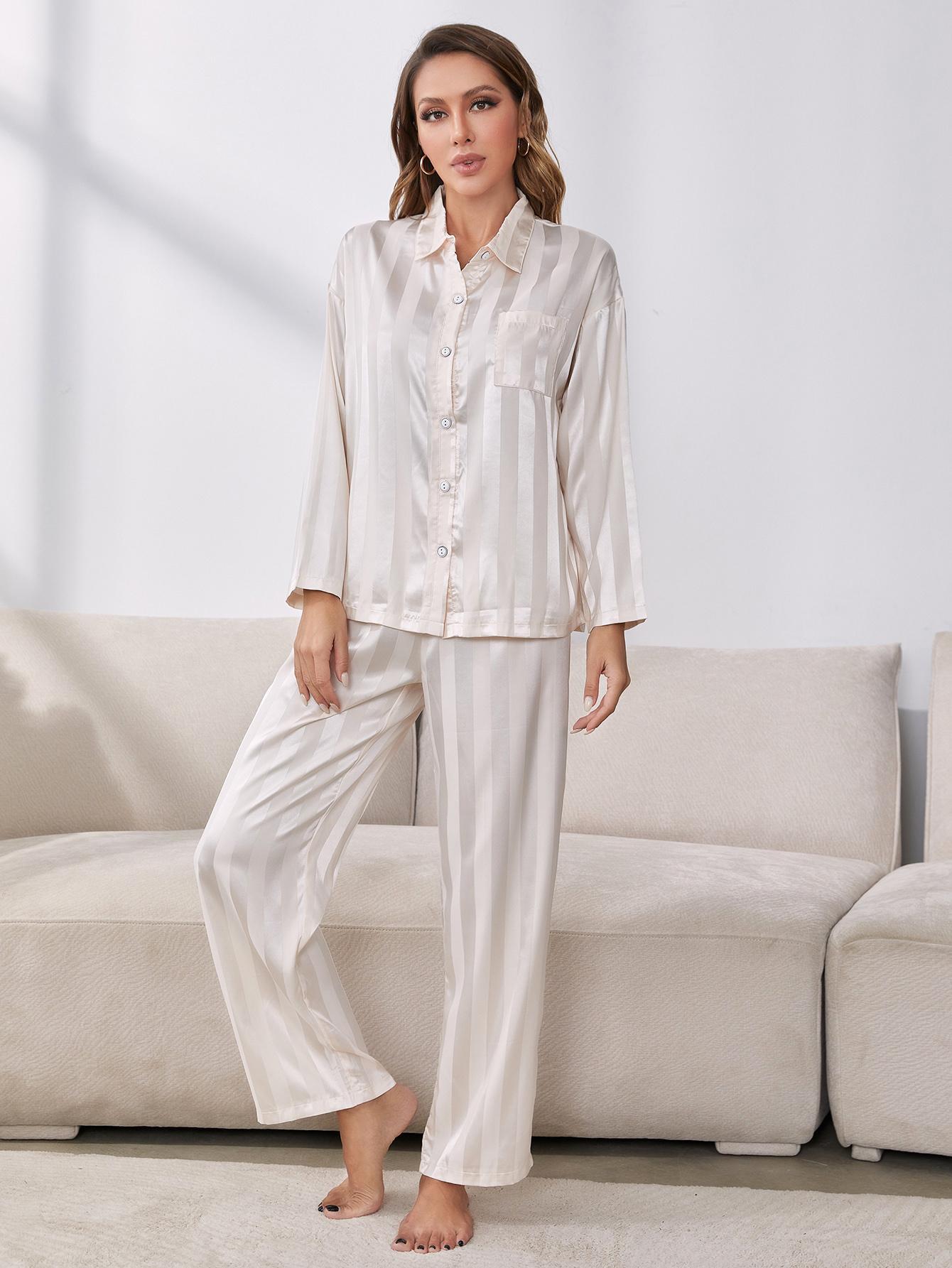 Button-Up Shirt and Pants Pajama Set 