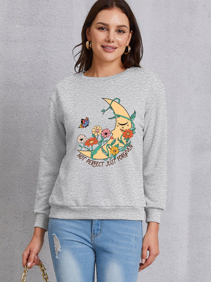 Graphic Round Neck Dropped Shoulder Sweatshirt 