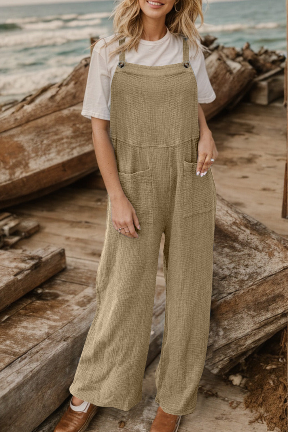 Full Size Wide Leg Front Pocket Jumpsuit 