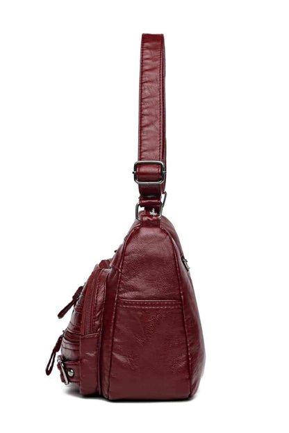 Multi-Pocket PU Leather Crossbody Bag 