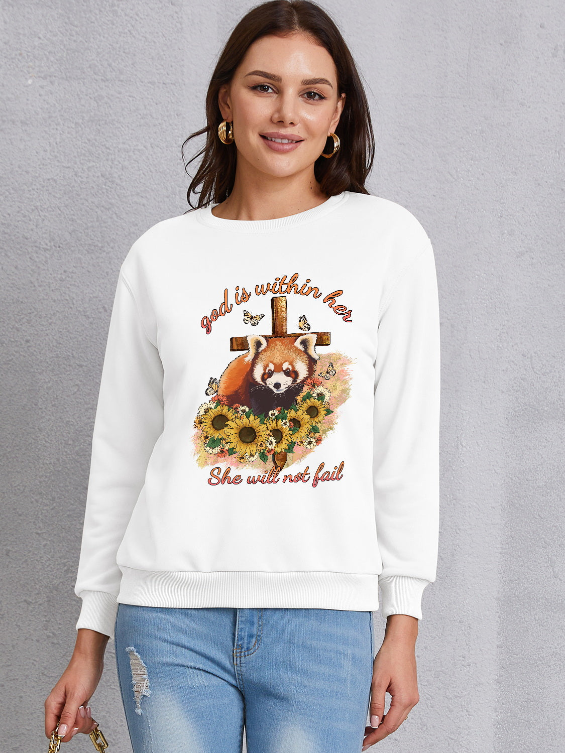 Graphic Round Neck Long Sleeve Sweatshirt 