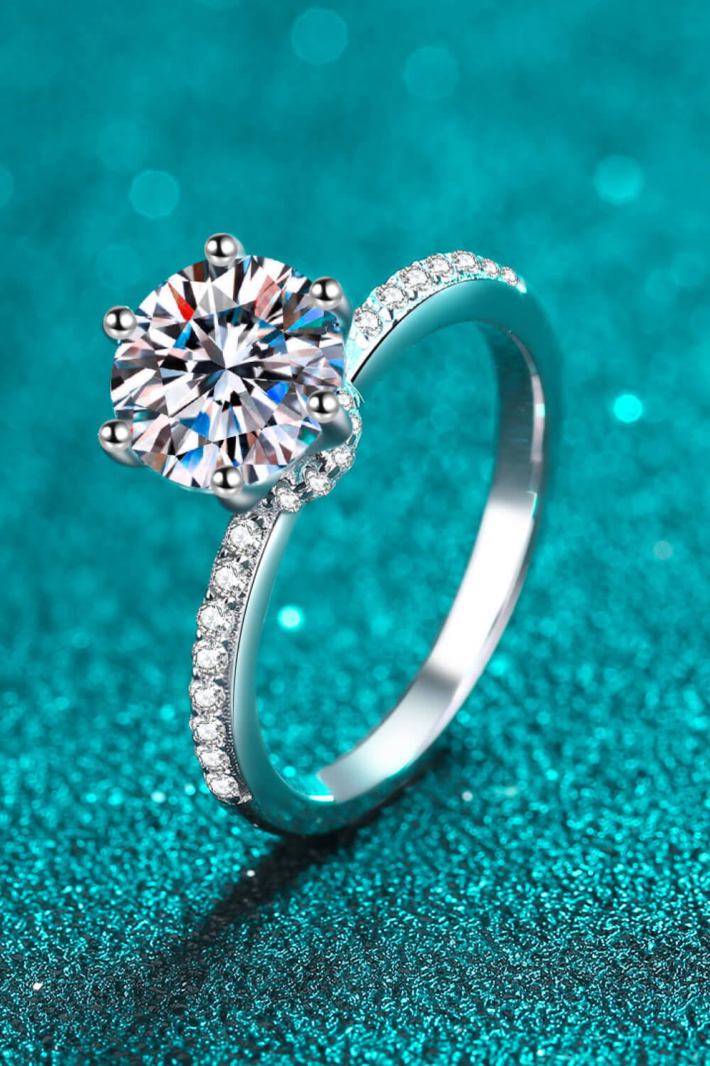 925 Sterling Silver 2 Carat Moissanite Ring 