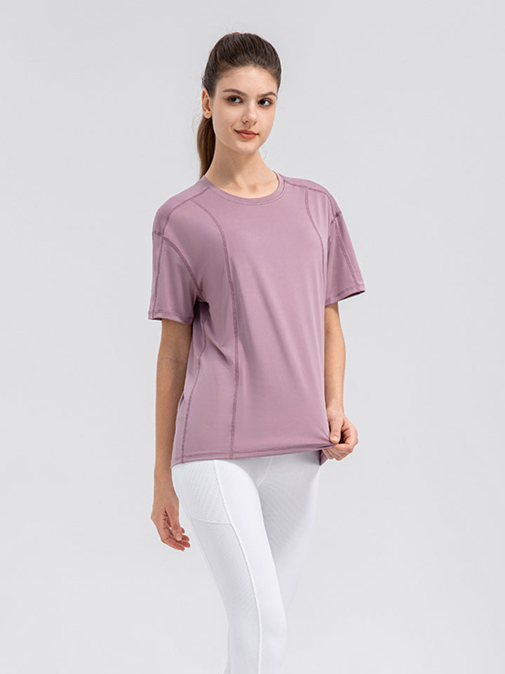 Round Neck Short Sleeve Active Top 