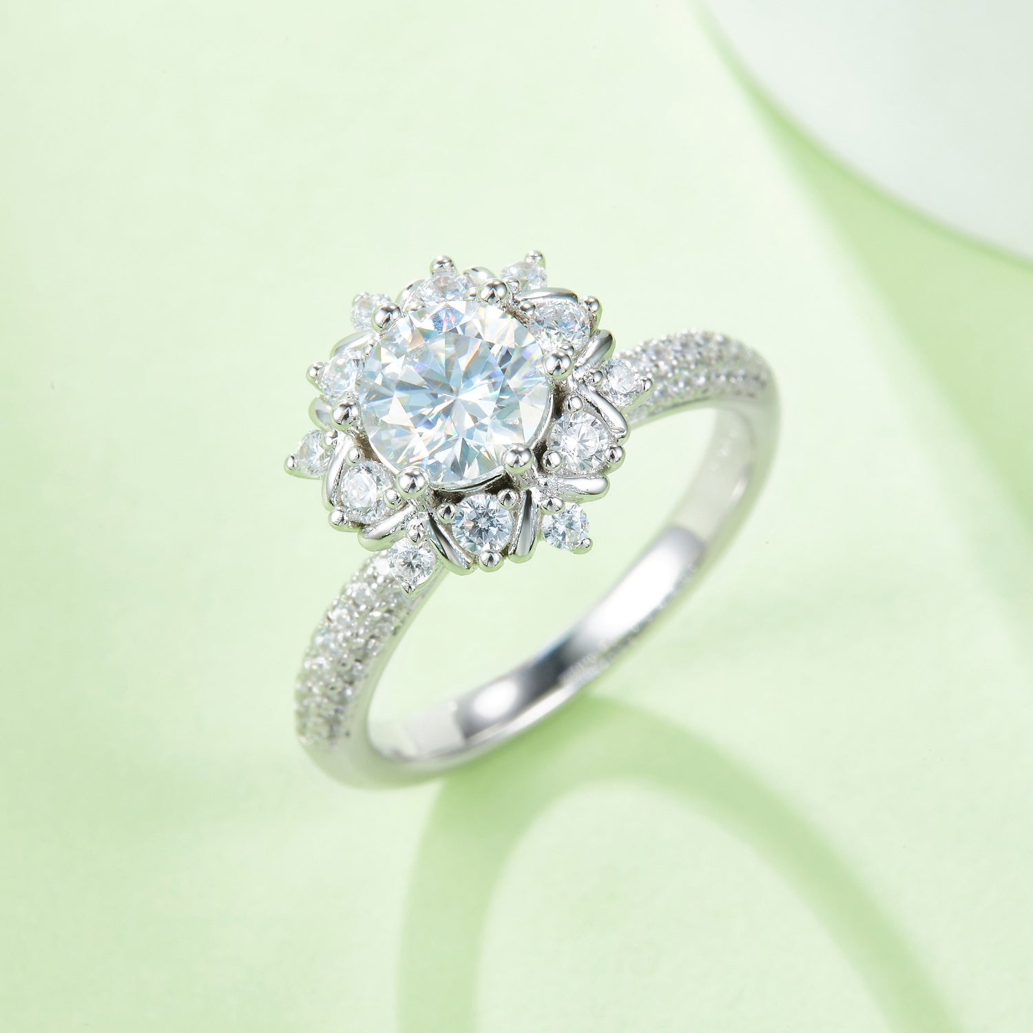 1 Carat Moissanite 925 Sterling Silver Flower Shape Ring 