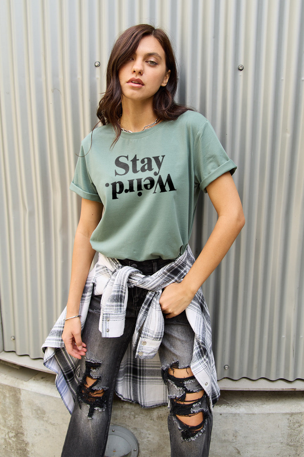 Simply Love Full Size STAY WEIRD Short Sleeve T-Shirt 