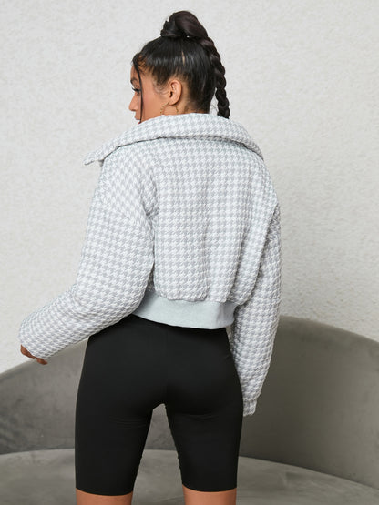 Houndstooth Zip-Up Jacket 