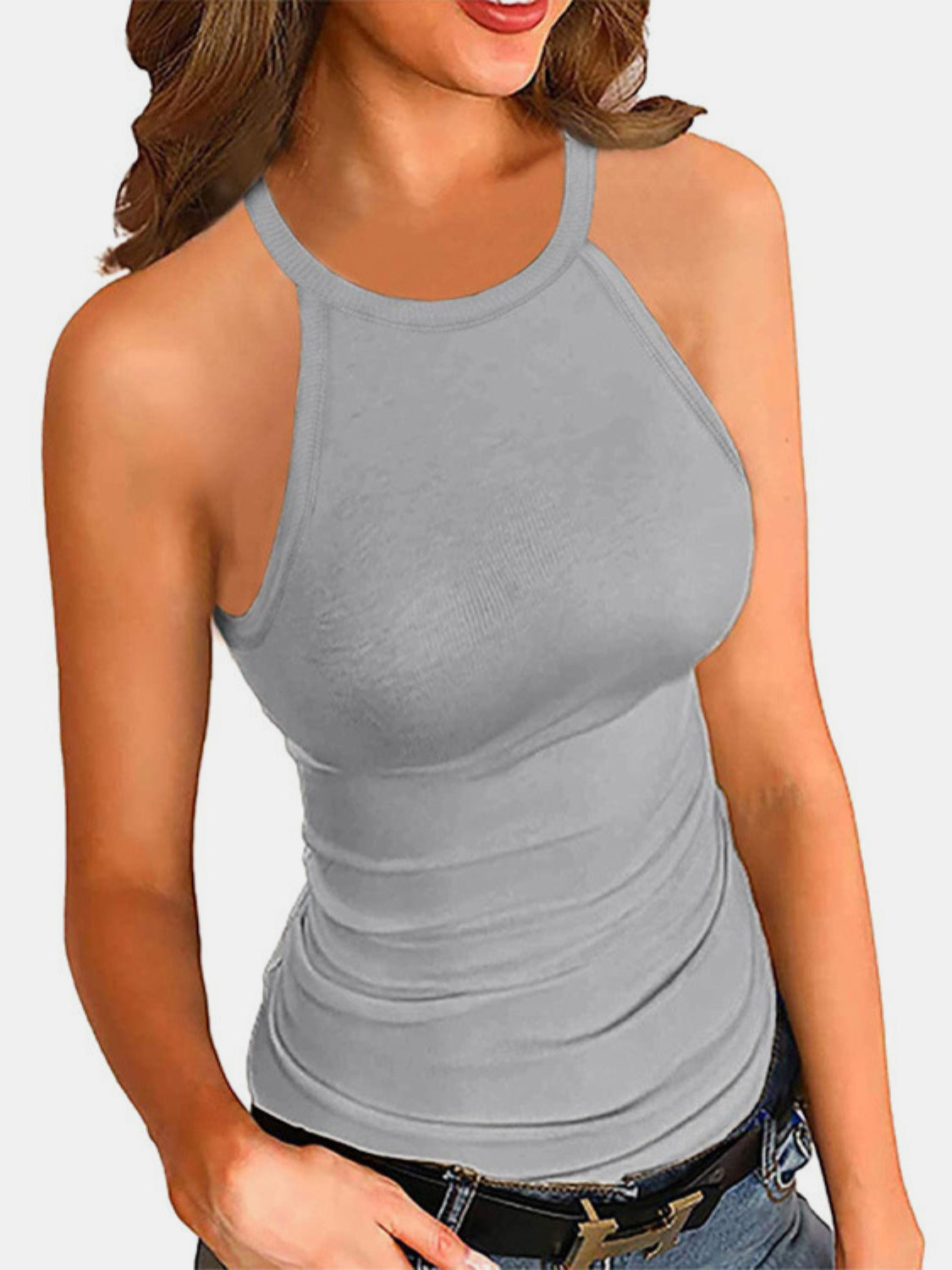 Full Size Round Neck Spaghetti Strap Tank 