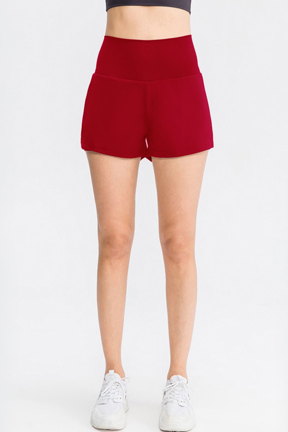 Wide Waistband Sports Shorts with Pockets 