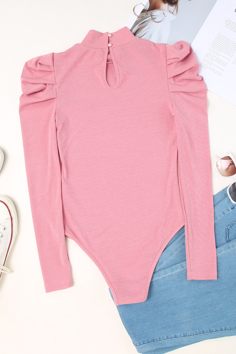 Mock Neck Puff Sleeve Bodysuit 