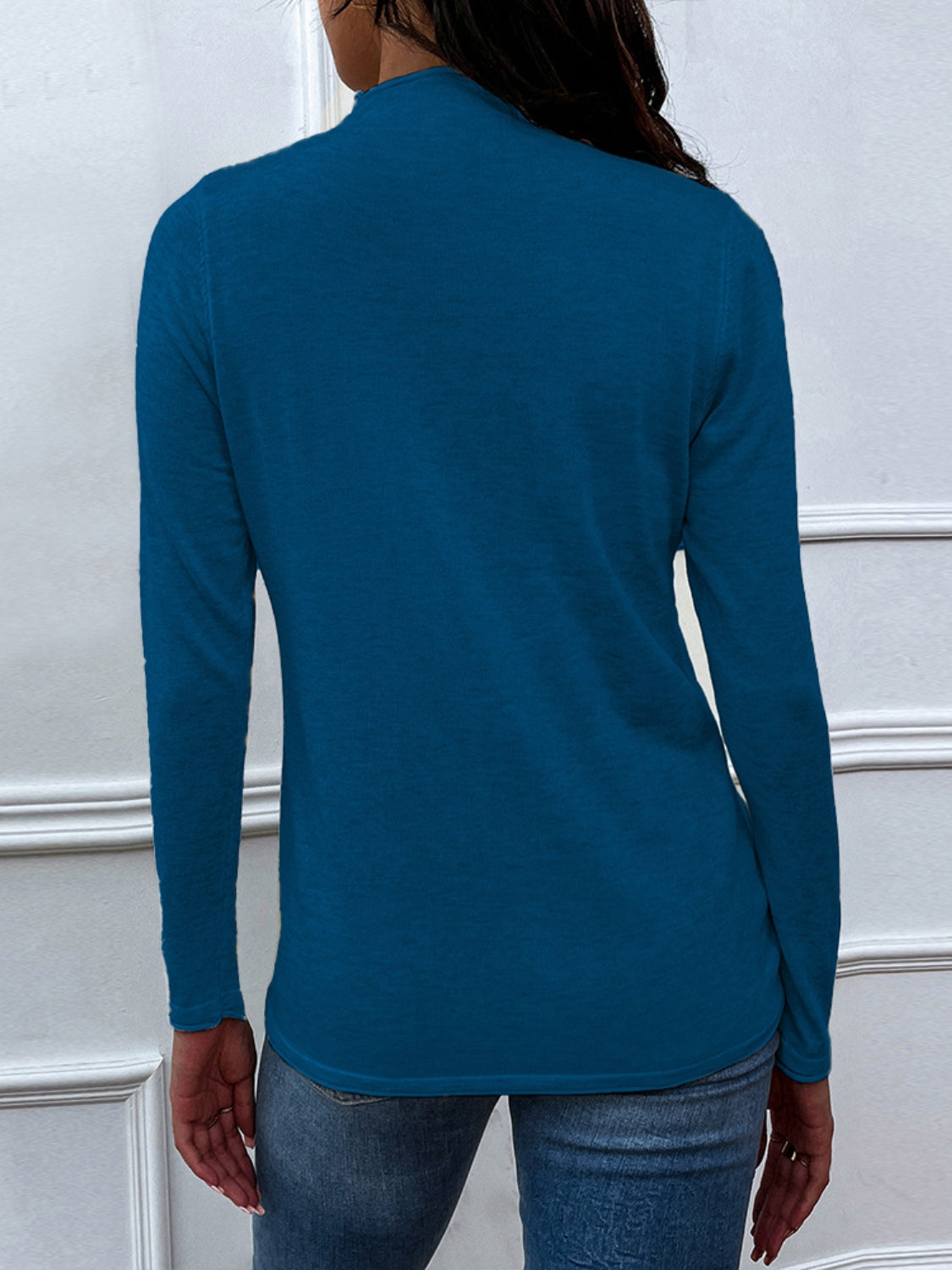 Drawstring Mock Neck Long Sleeve T-Shirt