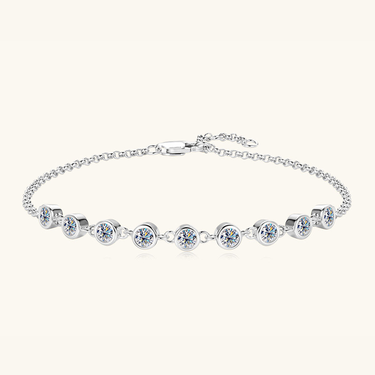 Inlaid Moissanite 925 Sterling Silver Bracelet 