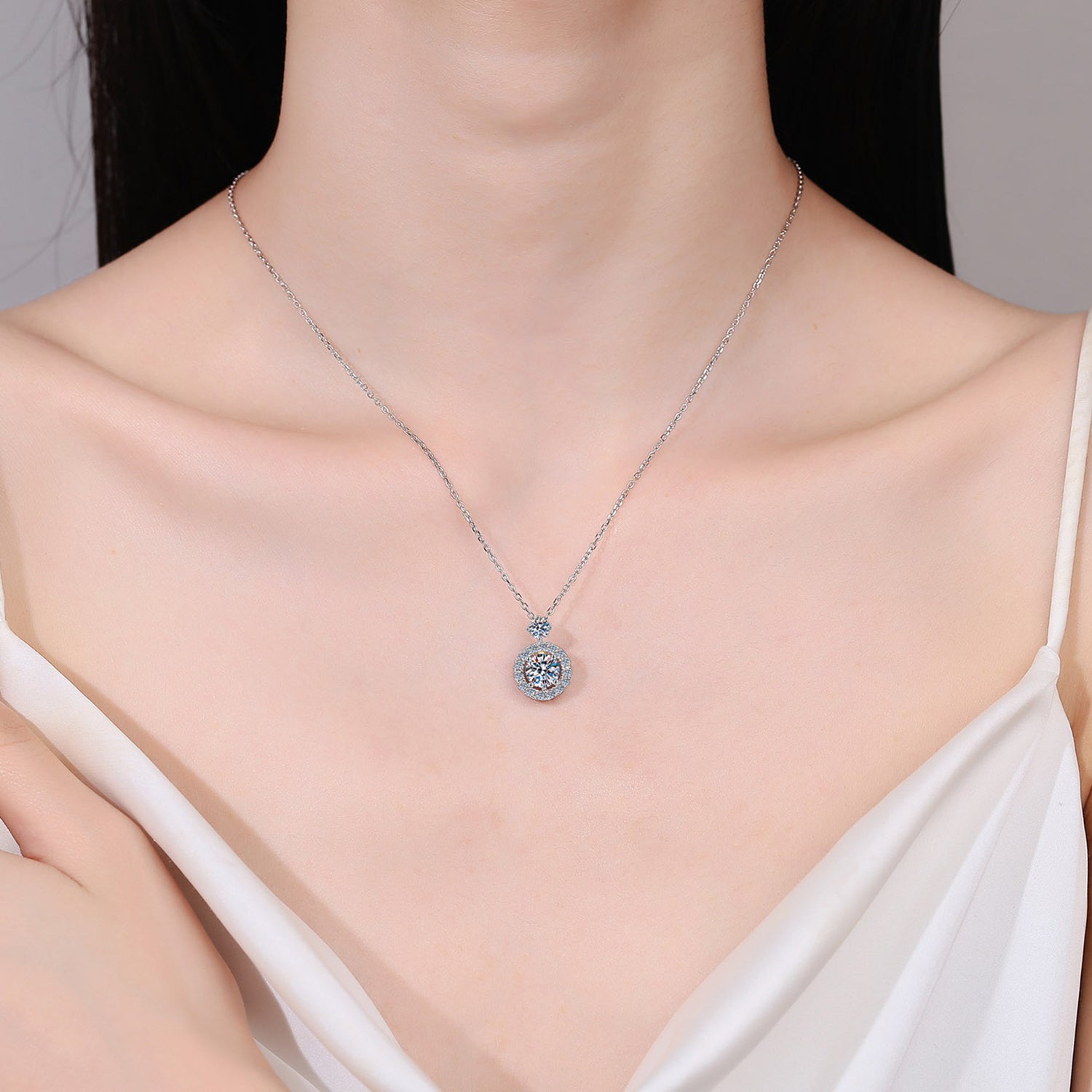 1 Carat Moissanite 925 Sterling Silver Necklace 