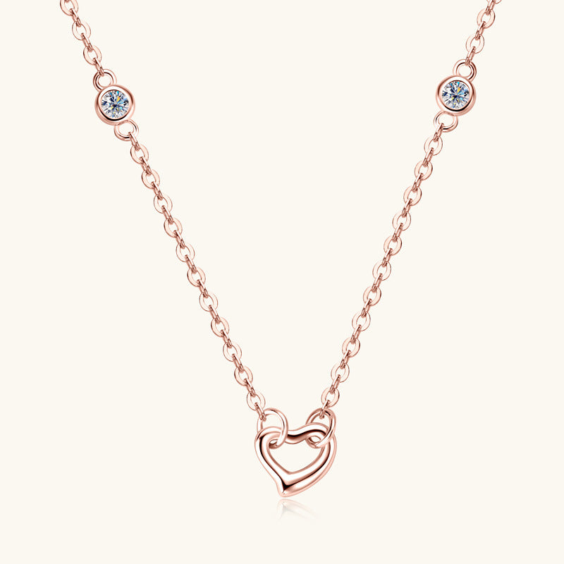 Moissanite 925 Sterling Silver Heart Necklace 