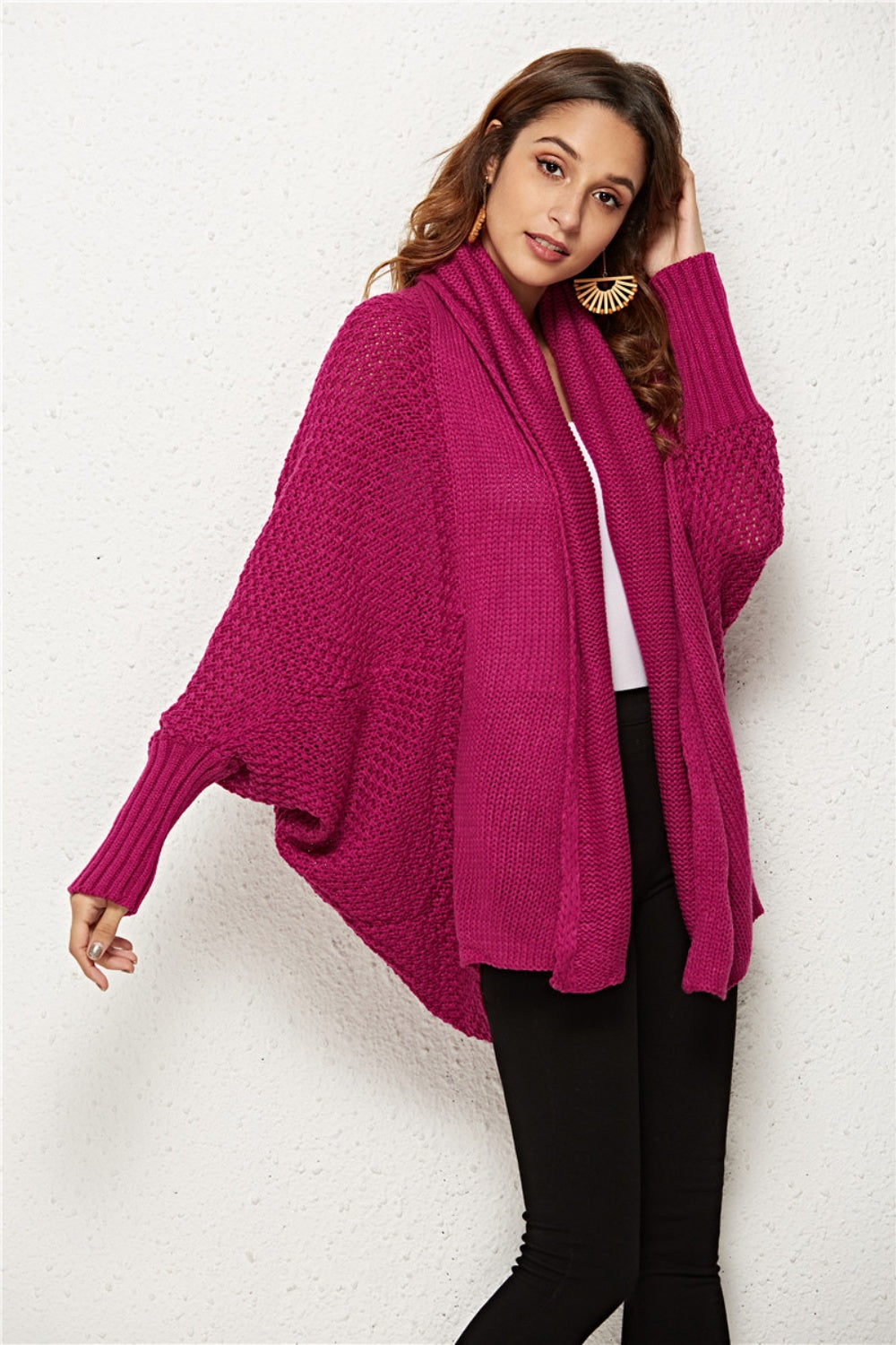 Open Front Batwing Sleeve Cardigan 