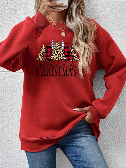 MERRY CHRISTMAS Round Neck Long Sleeve Sweatshirt 